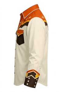 Camisa Vaquera Occidental Unisex Rodeo con Botones, Estilo Vintage, Corte Ajustado, Ribete en Contraste, Personalizada OEM, Manga Larga, Bordada - Product Image 3