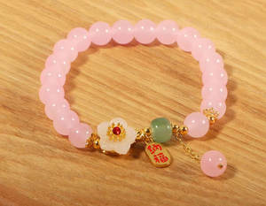 Handmade Luxury Rose Quartz Beaded <b>Bracelet</b> 8MM Natural Gemstone Brass Charm <b>Healing</b> Jewelry for Women Gift & Party - Product Image 2