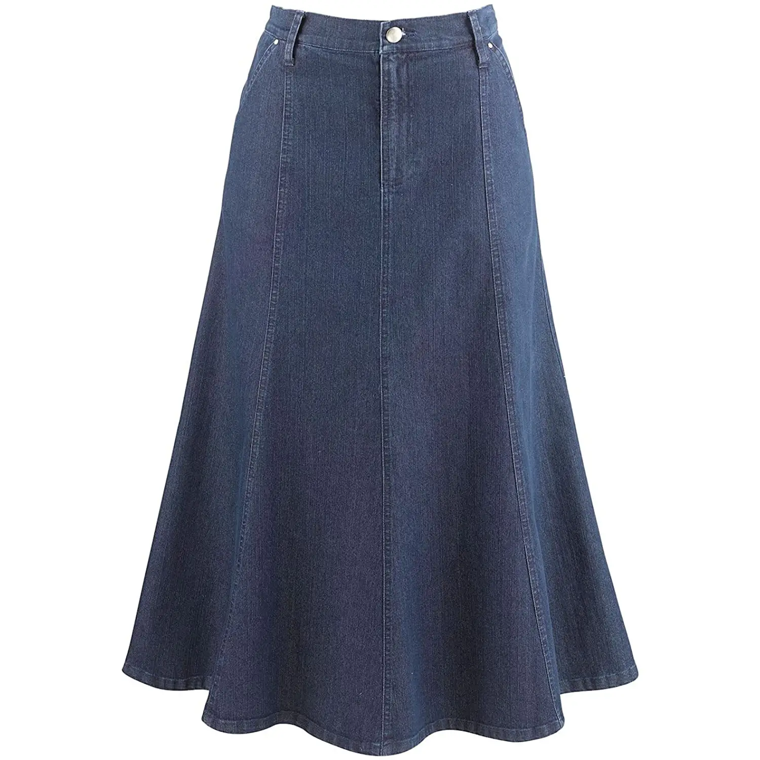 Wholesale high Quality Latest Design Knee Length stitching A-line long jeans denim skirt Maxi Skirt - 31.5