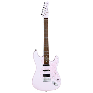Guitarra Eléctrica Rosa de Cuerpo Sólido, 6 Cuerdas, para Diestros, Madera de Caoba con Mástil de Palisandro, 22 Trastes, Acabado Rosa Intenso - Product Image 1