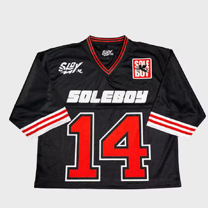 Nuevo último diseño de camisetas de malla de fútbol americano Jersey sublimado impreso Streetwear cuarto de mangas de gran tamaño Jersey - Product Image 3