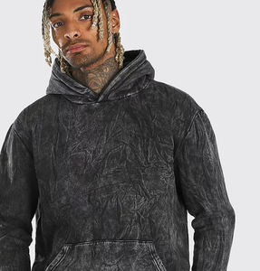 Sudadera con Capucha para Hombre, Diseño de Primera Calidad, Precio al por Mayor, Lavado Ácido, Bordado, Logotipo Personalizado, 100% Algodón, Felpa, Ecológica - Product Image 3