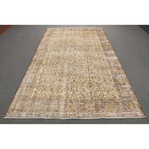 พรมขนาด 5.3x8.9 ฟุต, พรมตุรกีโบราณ, พรมลายดอกไม้สีน้ำตาล - Product Image 1