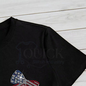 T-shirts strass pour femmes d'été à séchage rapide mélange de coton/polyester respirant et écologique de haute qualité - Product Image 5