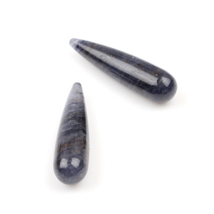 Pierre précieuse de haute qualité, quartz bleu naturel, 9x30 mm, lisse, briolette, poli, longue goutte, paire, fabrication de bijoux, pierres précieuses - Product Image 3