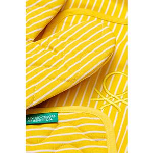 Be-28454-Ye Ensemble de cuisine 100% coton rayé jaune 17*30 cm - 20*20 cm (Gants et protège-plat) - JAUNE - Product Image 3