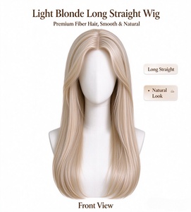 Peluca Larga y Lisa Rubio Claro, Fibra Premium, Línea de Cabello Natural, Suave y Sedosa, para Uso Diario - Product Image 3