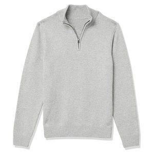 Suéter para hombre, suéter de punto de manga larga, suéter de punto con cuello falso y cremallera de cuarto transpirable, prendas de punto de invierno para hombre - Product Image 1