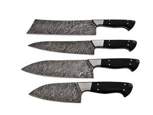 Juego de cuchillos de Chef de acero de Damasco hechos a mano personalizados de alta calificación Hoja de acero al carbono con Funda de cuero para verduras para uso en la cocina - Product Image 3