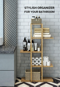 Étagère de salle de bain en bois à 5 niveaux, unité de rangement verticale, étagère décorative multifonctionnelle en bois - Product Image 6