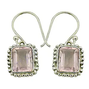 Boucles d'oreilles pendantes en argent 925 plaqué or 18 carats avec quartz rose pour femmes, bijoux de mariage avec perle et diamant, boucles d'oreilles pendantes plaquées or - Product Image 3