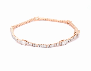 Elegant 2.76 Ct Emerald Cut Lab Grown Diamond Bracelet <b>14K</b> Rose <b>Gold</b> VVS-VS EF 7 Minimalist Luxury <b>Chain</b> Jewelry - Product Image 5