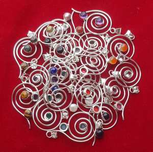 Haute poli Multi pierres précieuses Cabochon naturel lâche pierres précieuses lunette pendentif solide 925 en argent Sterling Chakra bijoux faits à la main - Product Image 3