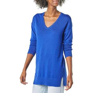 Ropa de mujer Suéteres de punto bordados Moda de mujer con diseño único Cuello en V Algodón Color azul Invierno Casual - Product Image 3