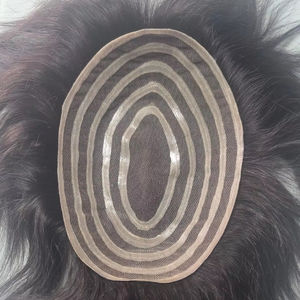 Peluca de Encaje PU para Hombre, Prótesis Capilar de Cabello Remy Indio con Ondas Naturales y Estilos Lacio Rizado, Peso 40-80g - Product Image 1