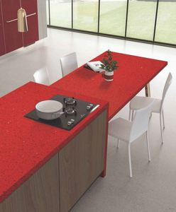 Luxurious Polished Red Quartz Slab with Marble Design for Tabletops Artificial Slab Stone From Indian Supplier - Product Image 5