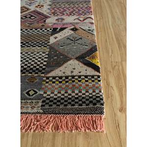 Tapis rectangulaire Manchaha gris et noir en laine et soie de bambou noué à la main, motif patchwork, pour la maison, salon et chambre à coucher - Product Image 4