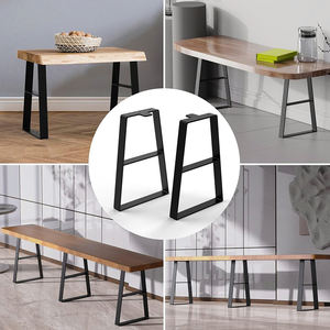 Ensemble de 3 pieds en métal trapézoïdal 16 "Cadre en acier noir pour banc, table ou support d'armoire - Product Image 1