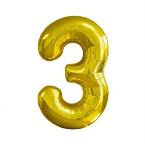 Palloncini Numero Oro per Feste N3 45cm Confezione da 12 Pezzi - Product Image 2