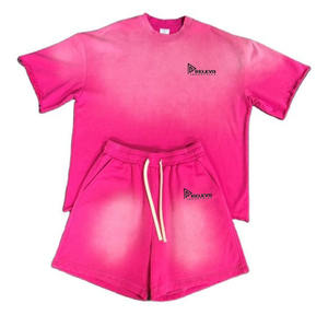 Conjunto de Pantalones Cortos de Algodón para Hombre, Estilo Urbano, Holgados, Vintage, Lavado Ácido, con Logotipo Personalizado, Estampado Desteñido al Sol - Product Image 5