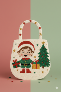 Sac à main en perles de pain d'épices fait main de luxe, fermeture éclair, sac de soirée de Noël, sac de fête festif en perles, sac à main pour femmes et filles - Product Image 2