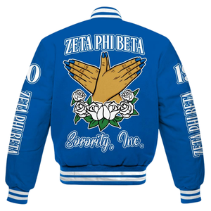 Zeta Phi Beta 1920 Founders Edition Bleu Blanc Varsity Letterman Veste Sorority ZPB Greek Life Chenille Patch - Product Image 5