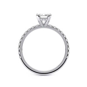 Bague de fiançailles en diamant de laboratoire taille émeraude 2 carats, pavé, or massif 14K, certifiée IGI, plaqué rhodium, pour demande en mariage de luxe - Product Image 5