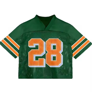 Maillot de football américain rétro tendance streetwear, impression sublimée personnalisée, maillot de hip-hop en maille, court, 100% polyester - Product Image 2