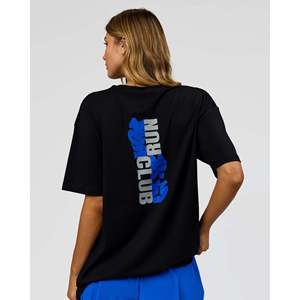 เสื้อยืดโอเวอร์ไซส์ Run Club Elevate FLXCotton สีดำอิเล็กทริกอินดิโก - Product Image 4