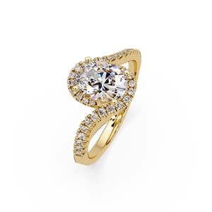 Anillo de Compromiso de Lujo para Novia, Oro Amarillo de 14K, Corte Ovalado, Diamante Cultivado en Laboratorio, Halo de Diamantes, Anillo de Compromiso para Mujer, Joyería Fina - Product Image 2