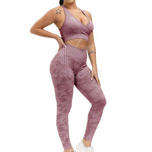 Conjunto de Yoga Profesional para Mujer, Diseño Sólido en la Parte Delantera, Cintura Alta, Secado Rápido y Transpirable, Conjunto de 2 Piezas - Product Image 1