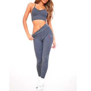 Custom Made Heavyweight <b>Acid</b> <b>Wash</b> Gym Yoga <b>Legging</b> High Waist Breathable Solid Color 100% Cotton Casual Mid Top Manufacturer - Product Image 3