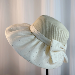 Chapeau <span class=keywords><strong>de</strong></span> pêcheur d'été pour femmes à grand bord pliable Denim plage chapeau <span class=keywords><strong>de</strong></span> soleil UV Protection solaire nœud papillon pour Sports <span class=keywords><strong>de</strong></span> plein air usage décontracté - Product Image 4