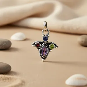 Colgante de Plata 925 con Múltiples Piedras Preciosas para Mujer, Joyería Religiosa de Uso Diario con Baño de Rodio, Colgantes con Dijes de Oro Blanco - Product Image 2