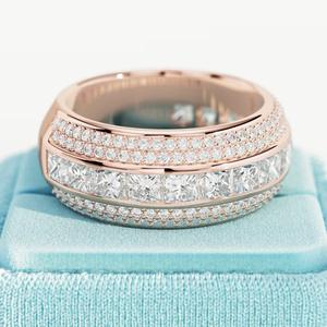3.4CT Lab Grown Diamond Eternity Band Large Alliance Multi Row Ring Micro Pave Channel Set Bague de mariage unique - Product Image 5