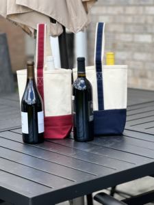 Sac fourre-tout décontracté en toile pour 2 bouteilles de vin avec poignées en toile – Idéal pour les voyages et les cadeaux - Product Image 4