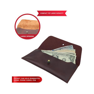 Cartera de Cuero Marrón Genuino de Primera Calidad para Efectivo |   Cartera Delgada para Dinero, Organizador de Viaje para Hombres y Mujeres, Diseño Duradero - Product Image 3