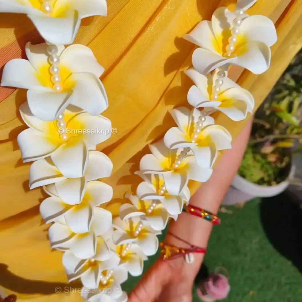 Гавайская белая Плюмерия Искусственные цветы леи заказ Haldi Mehendi Dulhan Mala Swaagat Milni Shaadi свадебное приветствие