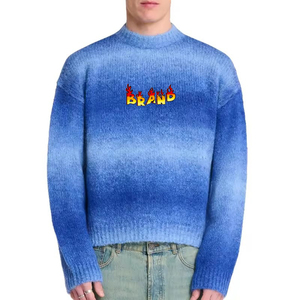 Pull-over personnalisé de haute qualité en coton dépouillé à col rond pour hommes avec logo brodé, anti-rétrécissement et respirant - Product Image 6