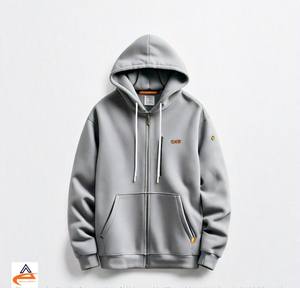 Sudadera con Capucha Gris Extra Grande Unisex, Tejido Polar Grueso de 350 GSM, Transpirable, Ecológica, Resistente al Viento, Suave y Cómoda para el Invierno - Product Image 4