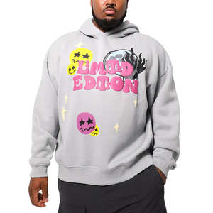 Sudadera con Capucha de Gran Tamaño con Patrón de Letras Tejida a Crochet de 400g para Hombre, 100% Algodón, Forrada, de Alta Calidad, Personalizada, para Otoño - Product Image 4