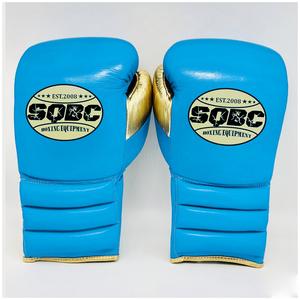 Gants de combat or/bleu métallisé, gants d'entraînement de sports de combat, gants MMA et gants de boxe à lacets - Product Image 2