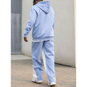 Conjunto Deportivo para Hombre, Sudadera con Capucha Azul Claro, Pantalones Jogger de Color Sólido, Algodón, Marca Trackstar, Etiqueta Privada OEM - Product Image 2
