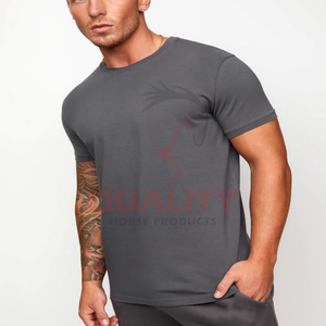 Camiseta de manga corta ajustada para hombre, tela ligera elástica de algodón 100%, ideal para ropa de calle, actividades de gimnasio, precio - Product Image 2