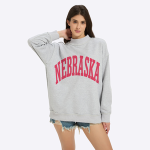 Sweat-shirt pull-over surdimensionné pour femme, haute qualité, personnalisable avec logo sur le devant, en tissu polaire, col roulé, motif uni, hiver, vente en gros - Product Image 2