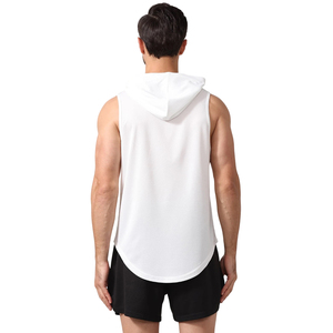 Camiseta sin mangas con capucha informal de algodón Premium de fabricante personalizado para hombre, camiseta sin mangas de color liso para hombre de talla grande - Product Image 4