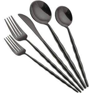 Cubiertos Negros para Restaurante, Juego de Cucharas y Tenedores de Acero Pulido Espejo Negro para Bodas, Juego de Cubiertos Negros - Product Image 3
