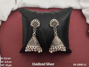 Estilo Norte plata oxidada pulido antiguo diseño elegante fiesta desgaste accesorios de joyería oxidado Jhumka pendientes conjuntos de joyería - Product Image 6