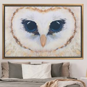 Impression sur toile d'hibou abstrait élégant : décoration murale moderne, toile encadrée dorée - Product Image 1