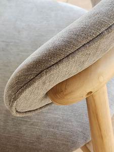 Chaise de salle à manger contemporaine en bois massif avec assise et dossier rembourrés en microfibre pour villa, hôtel, restaurant - Product Image 4